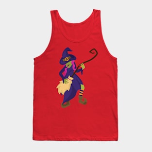 Halloween Witch using broom as guitar Tank Top